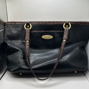 Brahmin Black and Brown Tote Bag Arno